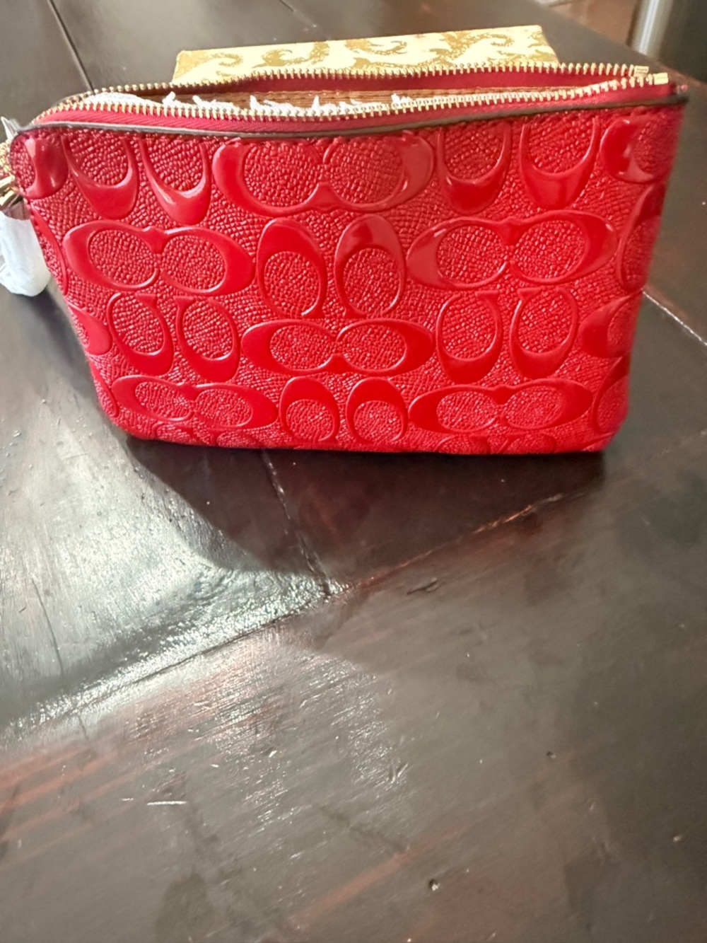 Coach NWT Raspberry (red)
Signature C Patent Embossed 
Leather 3-Piece Gift
Set - Picture 5 of 15